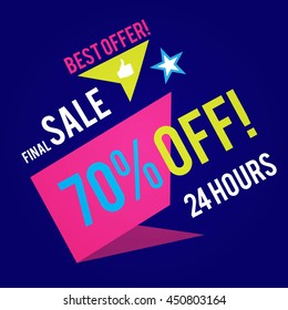 Sale Banner Template. Best Offer Modern Motion Poster. Trendy Super Discounts. Vector illustration