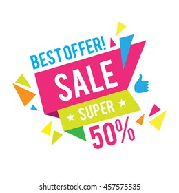 Sale Banner Template. Best Offer Modern Motion Poster. Trendy Super Discounts. Vector illustration