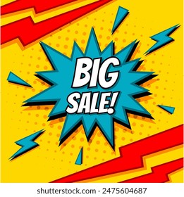 Sale Banner Template with Big Sale offer in comic style