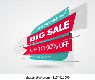 Sale banner template. Big Sale. Save up to 50% off. Vector 