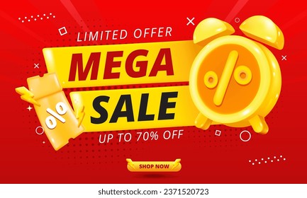 Sale banner template, Big sale special offer up to 70% off. Super Sale, end of season special offer banner.