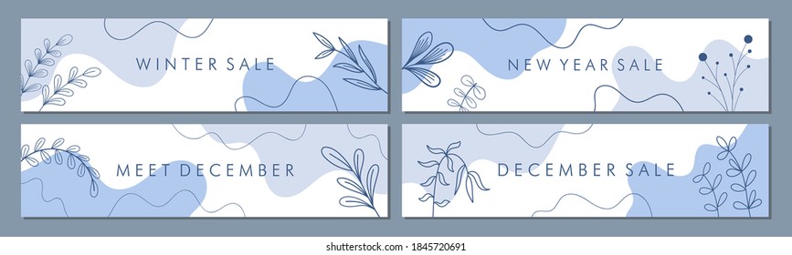 Sale banner template collection for promotion sale. Editable banner for social media post, website and internet ads. Winter and new year sale.