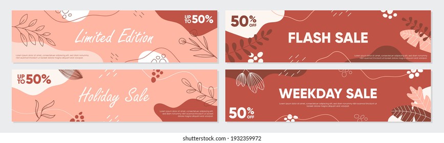 Sale banner template collection for promotion sale. Editable banner for social media post, website and internet ads. Banner advertisement for special offers set.