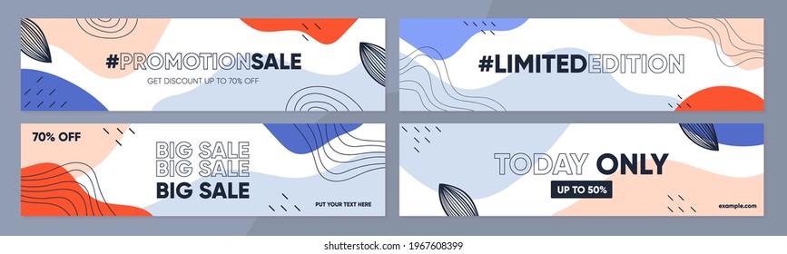 Sale banner template collection for promotion sale. Editable banner for social media post, website and internet ads.