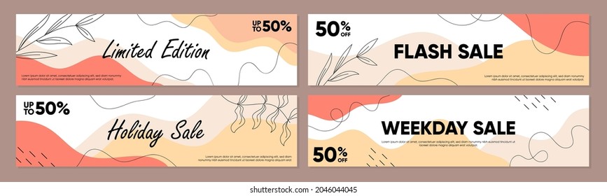 Sale banner template collection for promotion sale. Editable banner for social media post, website and internet ads. Banner advertisement for special offers set.