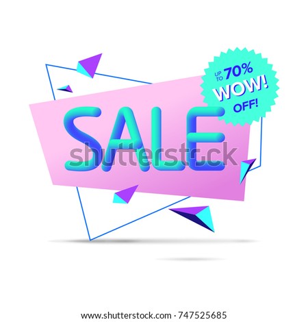sale banner template colorful letters geometric stock vector