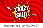 Sale Banner Template with Crazy Sale offer in comic style