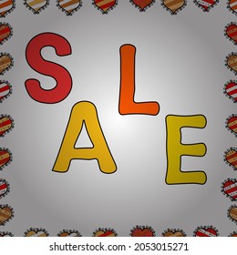 Sale banner template with cute elements in colorful background. Summer background. Card for shoping. Promotion offer with nice elements decoration in yellow, white colors. Vector. Seamless pattern.