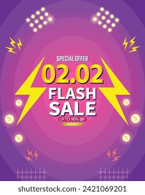 Sale banner template design 2.2  .  02.02 SPECIAL OFFER, MEGA SALE, FLASH SALE