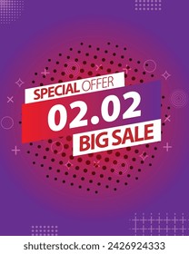 Sale banner template design 2.2  .  02.02 SPECIAL OFFER, MEGA SALE, FLASH SALE