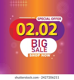 Sale banner template design 2.2 . 02.02 SPECIAL OFFER, BIG SALE, MEGA SALE