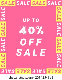Sale Banner template design. up to 40% off. 