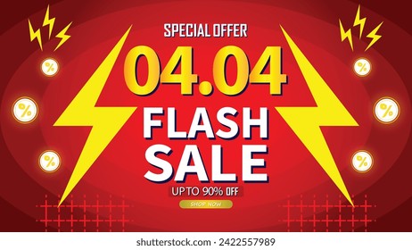 Sale banner template design 4.4  .  04.04 SPECIAL OFFER, MEGA SALE, FLASH SALE