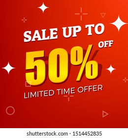 Sale banner template design. Sale up to 50% off. Eps10 vector illustration