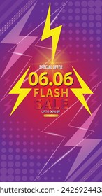 Sale banner template design 6.6 . 06.06 SPECIAL OFFER, FLASH SALE, MEGA SALE