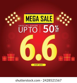 Sale banner template design 6.6  .  06.06 SPECIAL OFFER, MEGA SALE, FLASH SALE