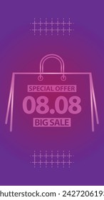 Sale banner template design 8.8 . 08.08 SPECIAL OFFER, FLASH SALE, BIG SALE