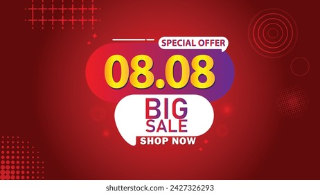 Sale banner template design 8.8 . 08.08 SPECIAL OFFER, BIG SALE, MEGA SALE