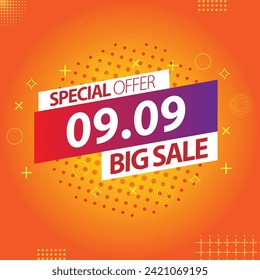 Sale banner template design 9.9  .  09.09 SPECIAL OFFER, MEGA SALE, FLASH SALE