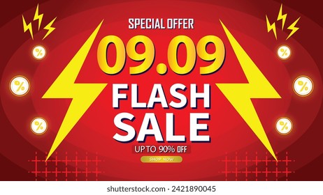 Sale banner template design 9.9  .  09.09 SPECIAL OFFER, MEGA SALE, FLASH SALE