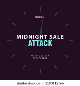 Sale banner template design background. Midnight sale