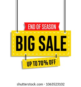 Sale banner template design, Big sale special offer. end of season special offer banner. Retail marketing elements, new advertising campaign, holiday shopping, vector illustration.