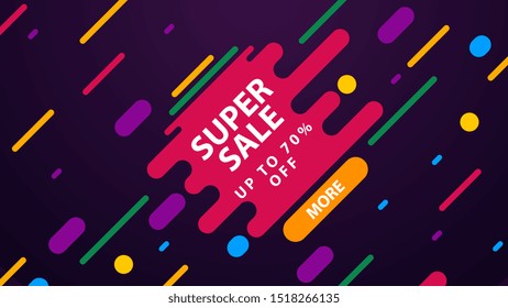 Sale banner template design, big sale special offer. Purple template with abstract shapes
