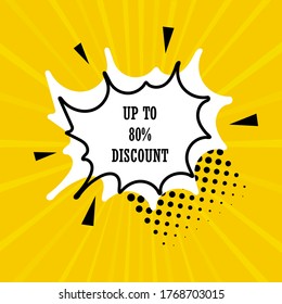 Sale banner template design. Big sale special offer. end of season special offer banner, sticker. vector illustration. up to 80 percent discount.
