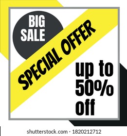 Sale banner template design. Big sale special offer banner. Discount poster. Vector illustration. Black friday. Discount sticker. Promotion cover. Discount banner.