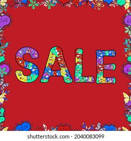 Sale banner template design, Big sale special offer. End of season special offer banner. Picture in green, black and red colors. Vector illustration. Seamless.