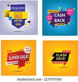 Diseño de plantillas de banner de venta, oferta especial de venta masiva. banner de oferta especial de fin de temporada. ilustración de vector oferta get50% cashback venta afiche, banner diseño decorado con oferta especial de mercado