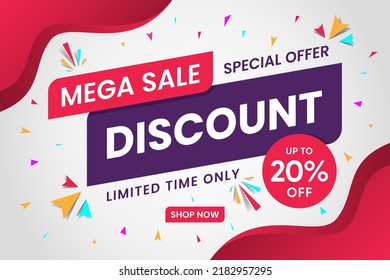 Sale banner template design  Big sale special offer up to 20 percent off. Vector illustration.