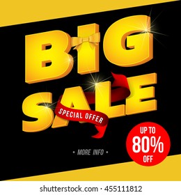 Sale banner template design, Big sale special up to 80% off. vector illustration.