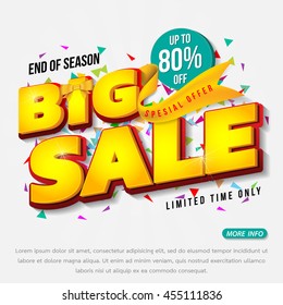 Sale banner template design, Big sale special up to 80% off. vector illustration.