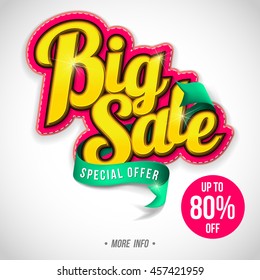 Sale banner template design, Big sale special up to 80% off. vector illustration.