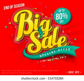 Sale banner template design, Big sale special up to 80% off. vector illustration.