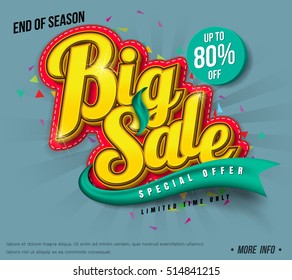 Sale banner template design, Big sale special up to 80% off. vector illustration.