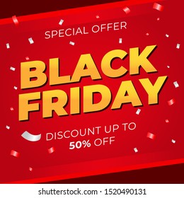 Sale banner template design with Black friday sale word. Social media banner template, voucher, discount, season sale