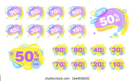Sale banner template design Bright Mega Sale tags set vector modern badges template for Super Sale special offer banner, up to 90 50 30 60% off. Sale banner modern template design Vector illustration.