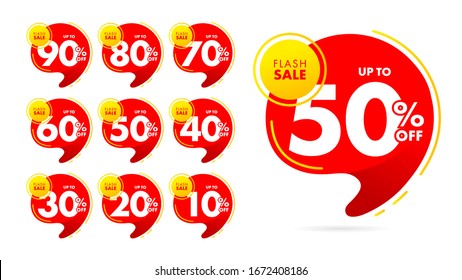 Sale banner template design Bright Mega Sale tags set vector modern badges template for Super Sale special offer banner, up to 90 50 30 60% off. Sale banner modern template design Vector illustration.