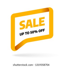 Sale banner template design with bubble. Big sale best offer. 3D paper tape vector illustration.