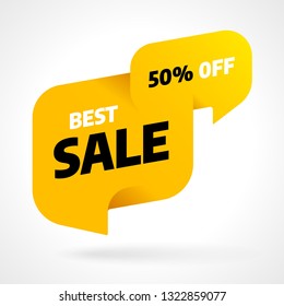 Sale banner template design with bubble. Big sale best offer. 3D paper vector illustration.