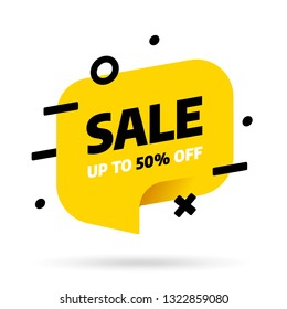 Sale banner template design with bubble. Big sale best offer. 3D paper vector illustration.