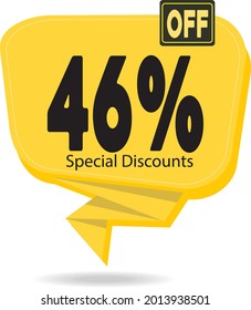 Verkaufen Sie Banner-Template-Design mit Blase. Preisnachlass für das Angebot. 3D-Papierband, Vektorgrafik.