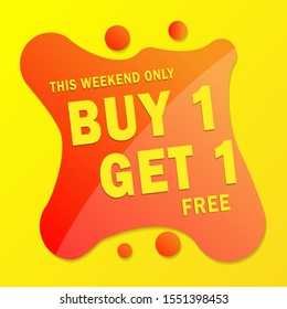 Sale banner template design. Buy 1 get 1 free. Modern sale banner. Vector illustration