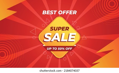 Sale banner template design with comic background , Big sale special up to 50 off. Super Sale, end of season special offer banner. vector illustration. mega sale