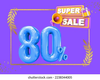 Diseño de plantillas de banner de venta con fondo de historieta, especial de venta grande hasta un 80% de descuento