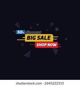 Projeto de modelo de banner de venda com fundo cômico, Grande venda especial até 50% de desconto. Super Sale, fim da temporada especial oferta banner. ilustração vetor. mega venda