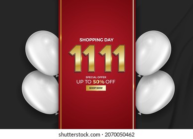 Sale banner template design concept of 11.11 sale modern banner template. Special offer for web and social media marketing best price in vector illustration