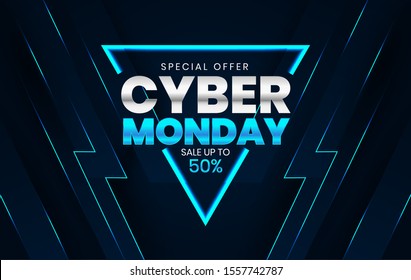 Sale banner template design, Cyber Monday special offer sale up to 50% off.